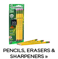 Pencils, Erasers & Sharpeners