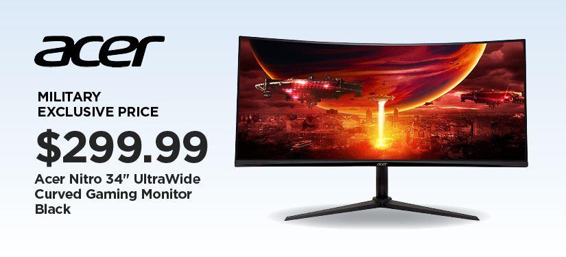 Military Exclusive Price $299.99 Acer Nitro 34'' Ultrawide Curved Gaming Monitor Black