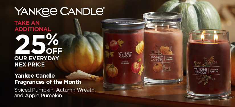 Take An Additional 25% Off Our Everyday NEX Price Yankee Candle Fragrances of the Month