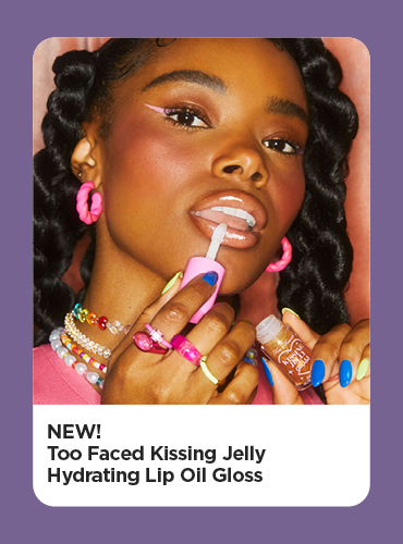 New! Too Faced Kissing Jelly Lip Oil Glass