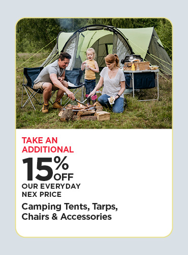 15% Off Camping Tents tarps Chairs & Accessories