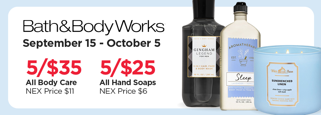 Bath & Body Works Sale 9.15 thru 10.5