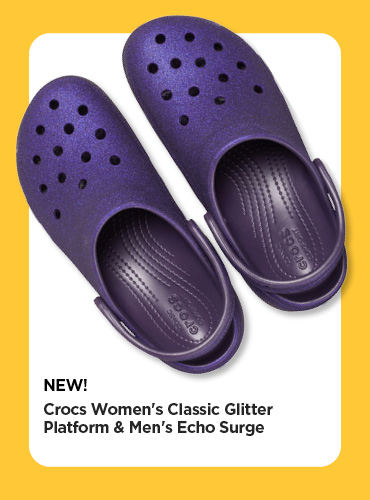 New! Crocs Womens Classic Glitter Platform & Mens Echo Surge