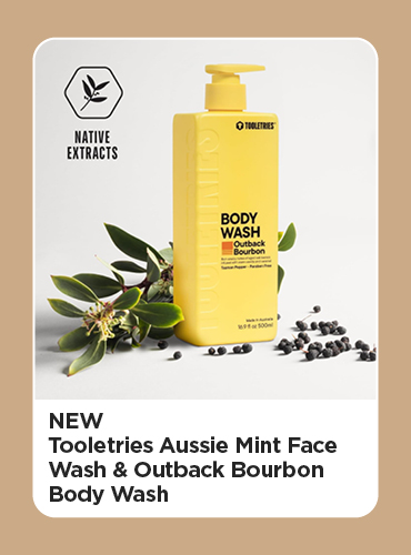 New! Tooletries Aussie Mint Face Wash & Outback Bourbon Body Wash