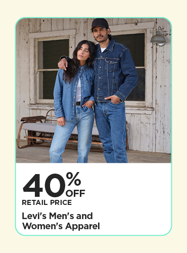 40% Off Retail Price Levi's Men's and Women's Apparel