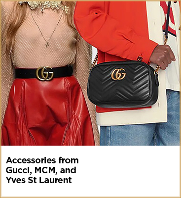 Accessories from Gucci, MCM, and Yves St Laurent