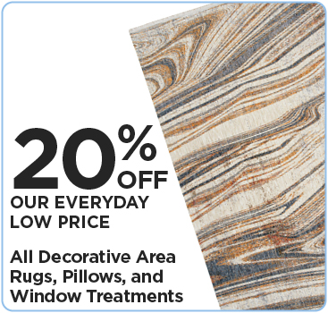 20% Off All Decorative Area Rugs, Pillows, and Window Treatments
