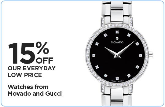 15% Off Our Everyday Low Price Watches from Rolex, Movado, and GUCCI