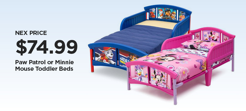 $74.99 Paw Patrol or Minnie Mouse Toddler Beds