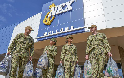 Navy sailors outside Navy Exchange