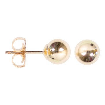 Earrings 6MM Shiny Gold Post 14K