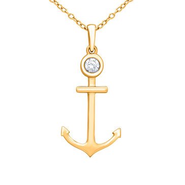 Navy Star 14K Yellow Gold 1/6 cttw Anchor Pendant