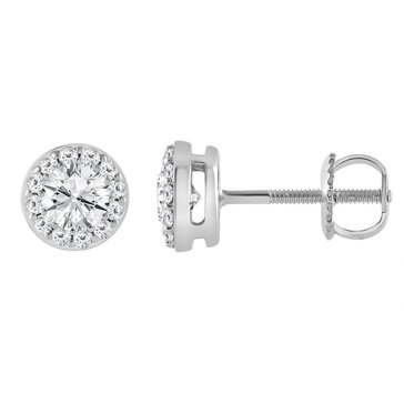 Navy Star 14K White Gold 5/8 cttw Diamond Halo Earrings