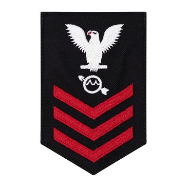 Women's E4-E6 (OS1) Rating Badge in STANDARD Red on Blue SERGE WOOL for Operations Specialist