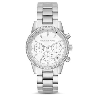 Michael Kors Womens Ritz Stainless Steel Chronograph Watch