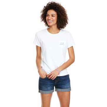 Vineyard Vines Women's Short Sleeve Whale Tee With Pocket in White Cap