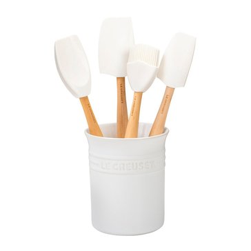Le Creuset Craft Series 5-Piece Utensil Set With Crock, White