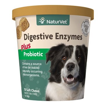NaturVet Digestive Enzymes Plus Probiotic 70-Count Soft Chews for Dogs