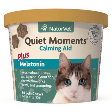 NaturVet Quiet Moments Calming Aid Plus Melatonin Cat Soft Chews, 60-Count