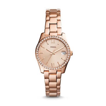 Fossil Women's Scarlette Mini Three-Hand Date Rose Gold-Tone Stainless Steel Watch, 32mm