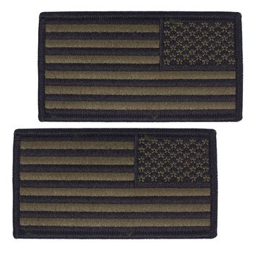 NWU Type-III FULL EMBROIDERED (Washable) Green Large Shoulder Patch Reverse Field American Flag on Velcro