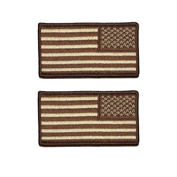 NWU Type-II FULL EMBROIDERED (Washable) Tan Large Shoulder Patch Reverse Field American Flag on Velcro