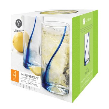 Libbey 4-Piece Blue Ribbon Cooler Glass Set