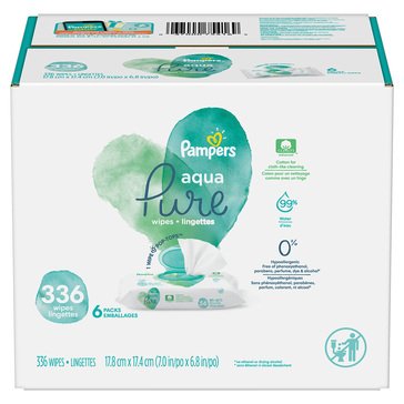 Pampers Aqua Pure Baby Wipes - Fragrance Free 6-pack, 56ct