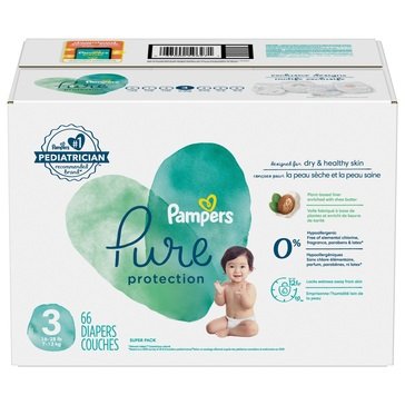 Pampers Pure Diapers Size 3 - Super Pack, 66ct