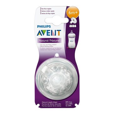 Philips Avent Natural Fast Flow Nipples 6M+, 2-Pack