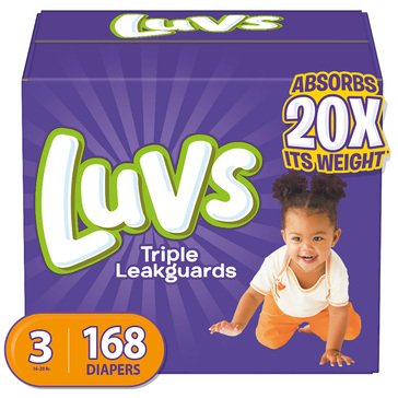 Luvs Triple Leakguard Size 3 Diapers, 168-count
