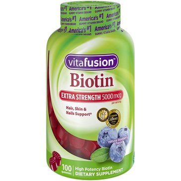 Vitafusion Extra Strength 5000mcg Biotin Gummies, 100-count