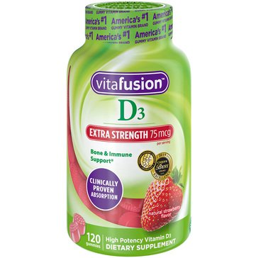 Vitafusion Extra Strength 75mcg Vitamin D3 Gummies, 120-count