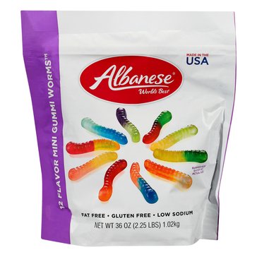 Albanese World's Best 12 Flavor Mini Gummi Worms, 36oz