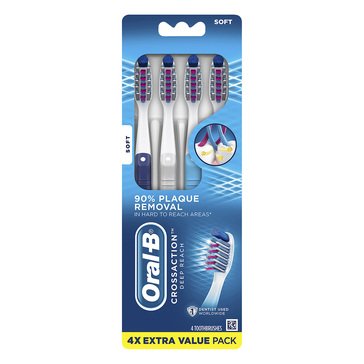 Oral-B Cross  Action 40 Soft Toothbrush, 4-count