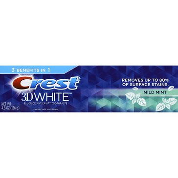 Crest 3D White Whitening  Mild Mint Toothpaste, 4.8oz