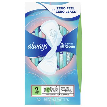 Always Infinity Super Size 2 Unscented With Wings Pads,  32-count