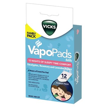 Vicks Vapopads Waterless Vaporizer Soothing Lavender and Rosemary Scented Pads, 12-count