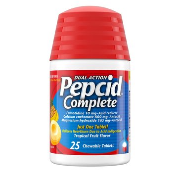 Pepcid Complete Acid Reducer + Antacid Tropical Fruit Chews, 25-count