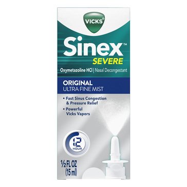 Vicks Sinex Severe Congestions & Pressure Relief Nasal Spray Mist, .5 fl oz