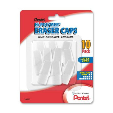 Pentel Hi-Polymer Eraser Caps, 10-count
