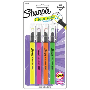 Sharpie Clear View Stick Highlighters, 4-count