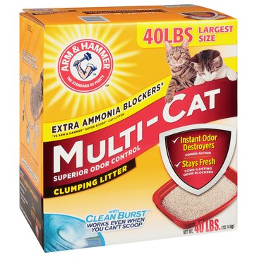 Arm & Hammer Multi Cat Odor Control Cat Litter, 40 lbs