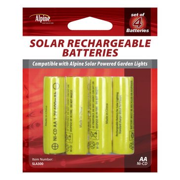 Alpine Replacement Solar Rechargeable (AA) Batteries 4pk