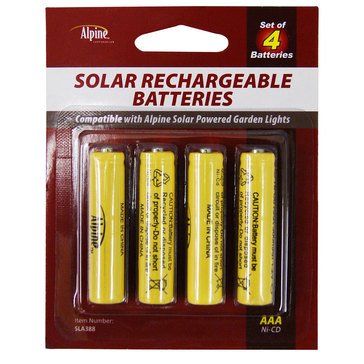 Alpine Replacement Solar Rechargeable (AAA) Batteries 4pk