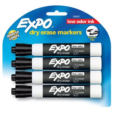 Expo Black Dry Erase Markers, 4-count