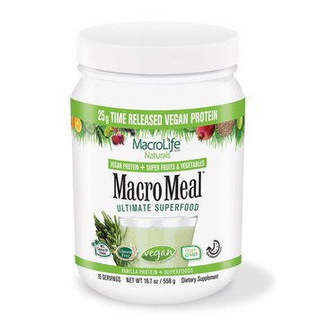 Macrolife Macromeal Vegan Vanilla 25g Protein+Superfood Powder, 15-servings