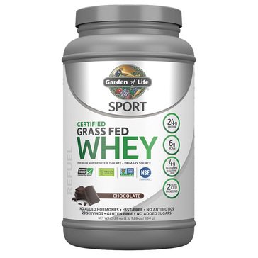 Garden Of Life Certified Grass Fed Whey Protein Chocolate Powder, 20 servings
