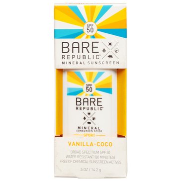 Bare Republic Mineral Sport Vanilla Coco Sunscreen Stick SPF 50, .5oz_D