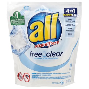 all Free Clear Mighty Pacs Detergent 19oz